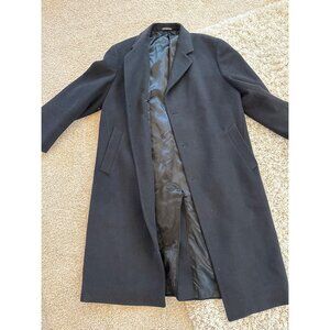 Vintage Nordstrom Men's Black Wool Overcoat 42